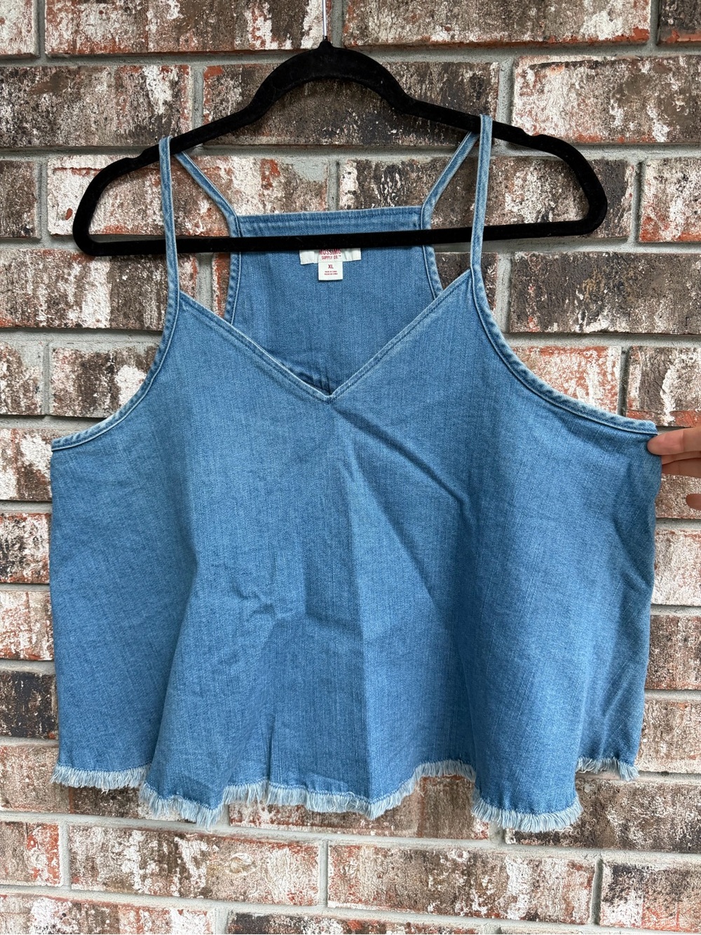 Mossimo Supply Co. Light Blue Denim Spaghetti-Strap Top